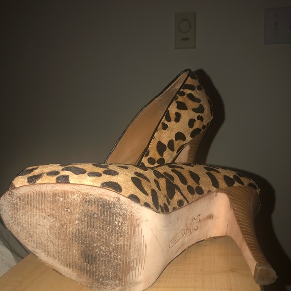 Steve Madden Leopard Peep Toe High Heel Shoes - Picture 5 of 6